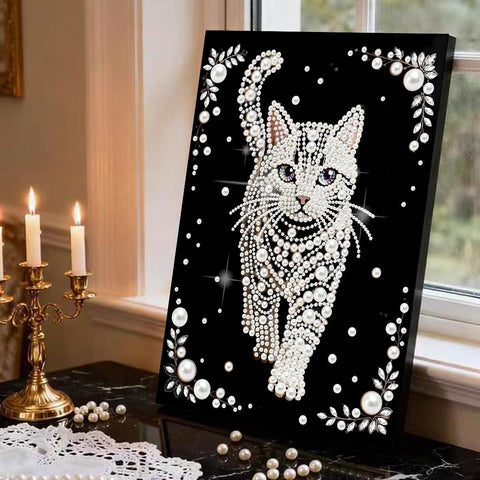 GEMFAMILY 5D Diamond Pearl Painting Kits for Adults Beginners, Special Shape Diamond Art Kits for Animal Cat,DIY Diamonds Art Pearl Painting for Home Walls Decor 12 x 16 inch
