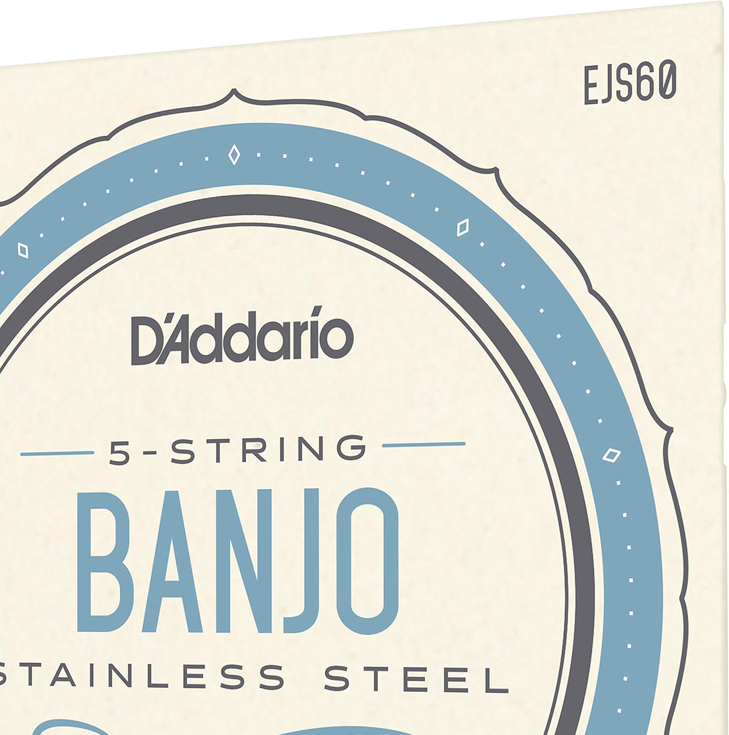 D'Addario Banjo Strings, Stainless Steel, EJS60, Light Gauge 10-20, 5-String Set, Pack of 1