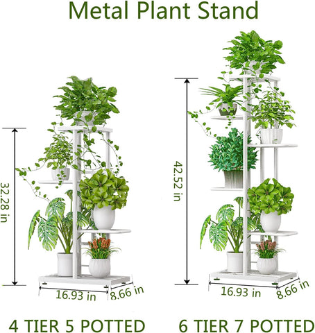 LINZINAR 4 Tier Plant Stand Indoor Outdoor Metal Corner Display Shelf