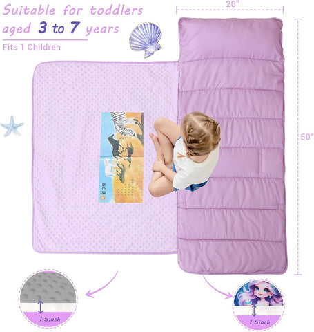 Lasoftan Toddler Nap Mat with Pillow and Blanket, Extra Large Rolled Napping Mats,Slumber Bags for Boys Girls,Kids Sleeping Bag for Daycare, Preschool Travel Camping