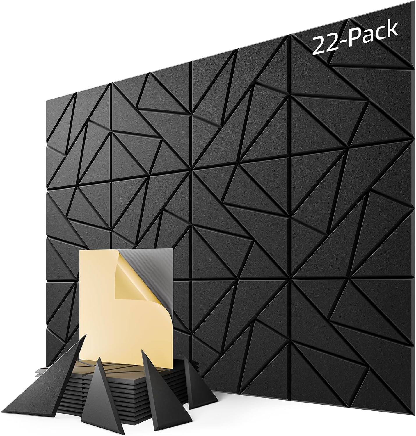 22 Pack Geometric Design Sound Proof Foam Panels for Walls 12"x12"x0.4"