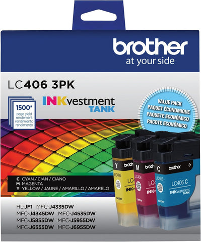 Brother Genuine LC406 Ink Cartridges for INKvestment Tank Printers