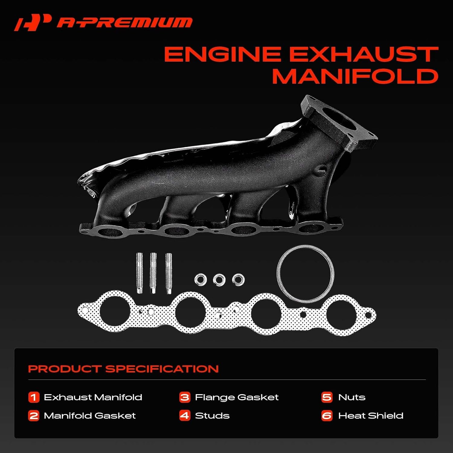 A-Premium Left Side Exhaust Manifold Kit W/Gaskets & Hardware