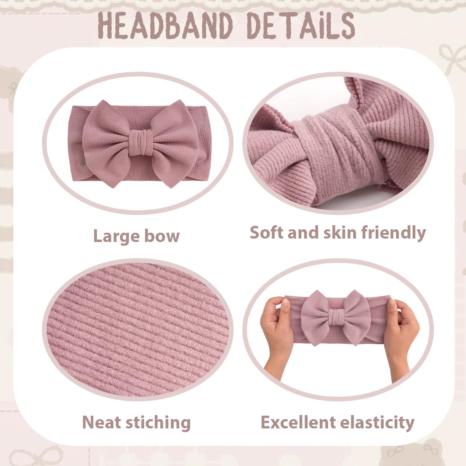 CÉLLOT 8 Colors Super Stretchy Soft Knot Bow Nylon Headbands for Baby Girls