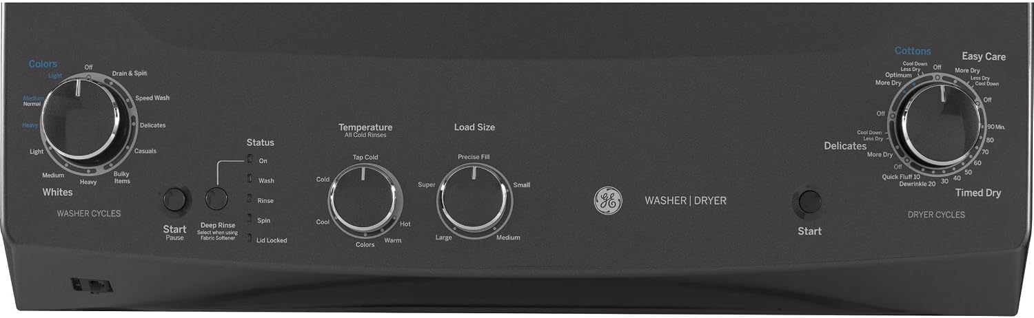 GE GUD27GSPMDG Spacemaker Series 27 Inch Gas Laundry Center with 3.8 cu. ft. Washer Capacity in Diamond Gray