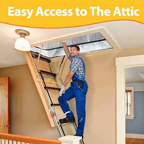 Attic Stairs Insulation Cover 25"x54"x11", Pull Down Ladder Attic Door Insulation Cover for Garage, Easy Use Installation Tool 400 Staples