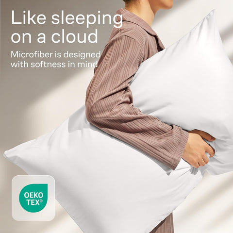 Ultra Soft Pillow Protectors with Zipper - Standard Size - Set of 4 - White