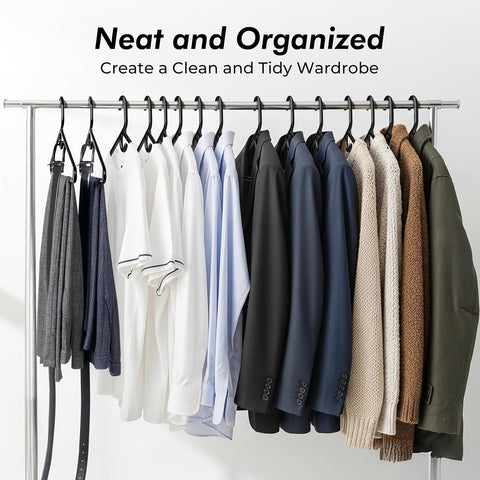 HOUSE DAY Heavy Duty Plastic Hangers 76 Pack - Thick Black Clothes Hangers
