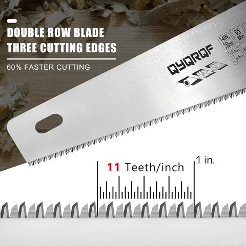 14 in. Pro Hand Saw, 11 TPI Fine-Cut Soft-Grip Hardpoint Handsaw Perfect for Sawing, Trimming, Gardening, Cutting Wood, Drywall, Plastic Pipes, Sharp Blade, Ergonomic Non-Slip Handle (green)