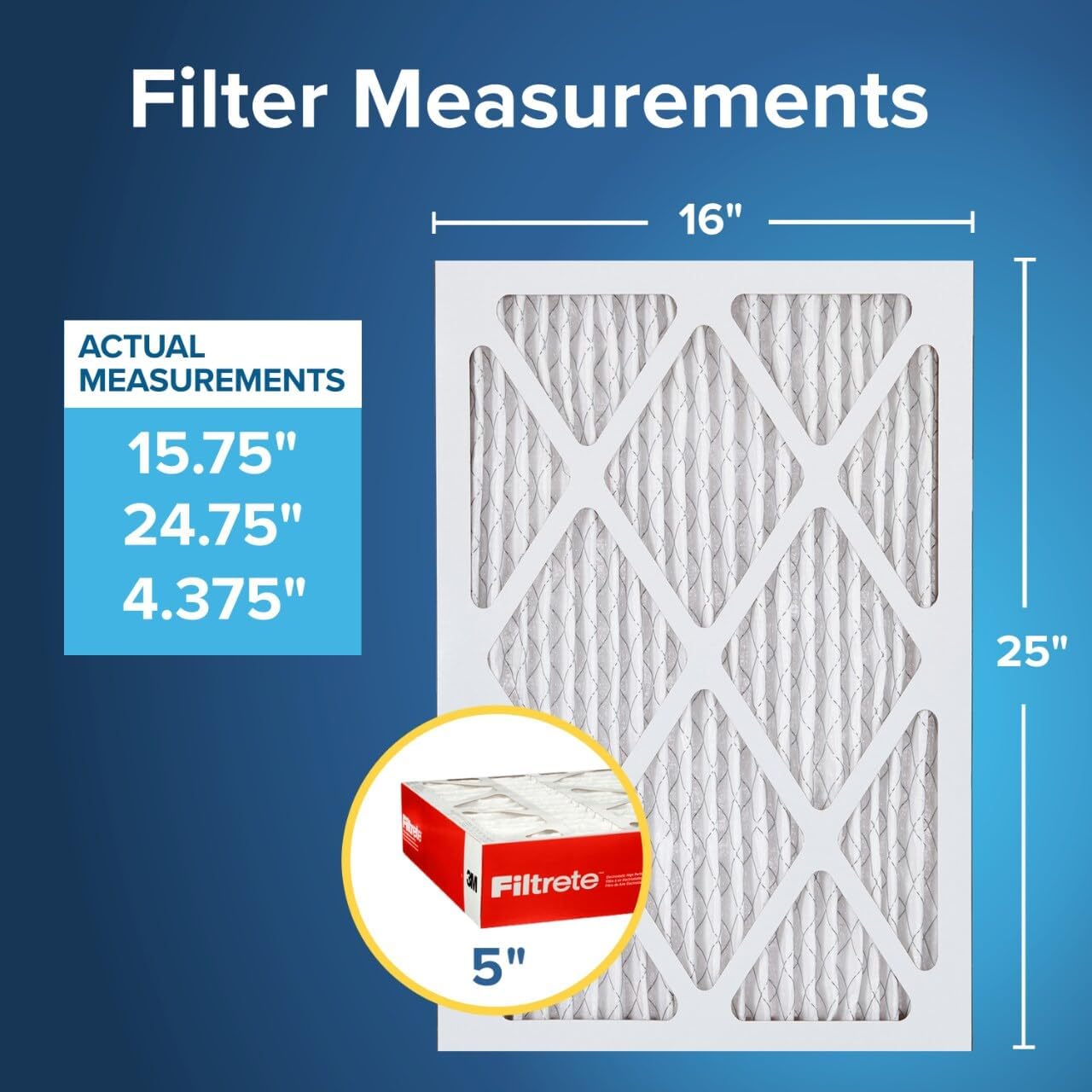 Filtrete 16x25x5 Air Filter, Fits Lennox, MERV 11, MPR 1000, 2 HVAC Filters