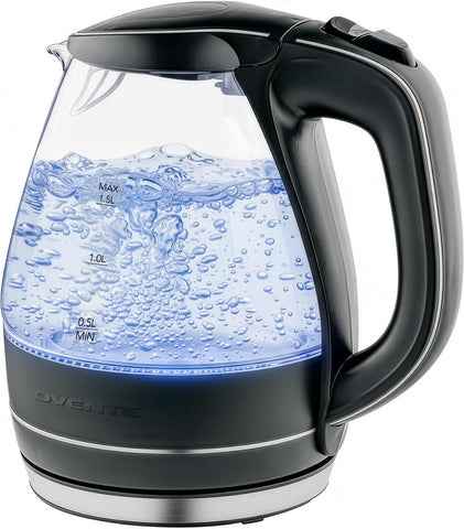 OVENTE 1.5L Glass Electric Kettle Water Boiler, Black KG83B
