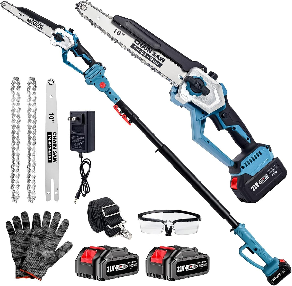 10-Inch 2-in-1 Cordless Pole Saw & Mini Chainsaw for Tree Trimming