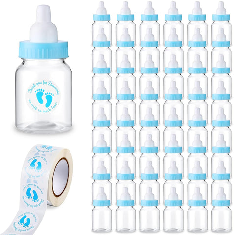 Tondiamo 48 Pcs Blue Baby Shower Mini Bottle Favors with Sticker