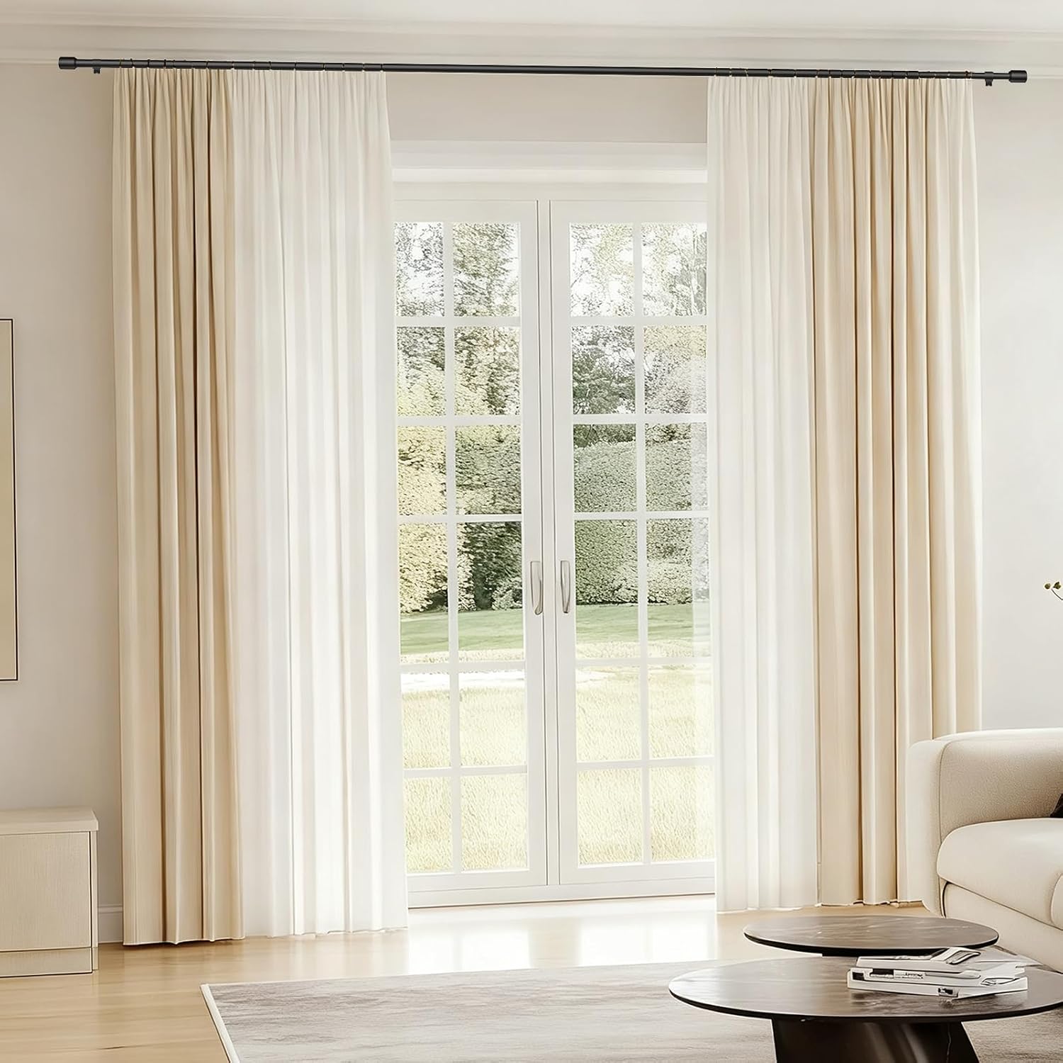 Curtain Rods 30-45 Inch, Adjustable Black Curtain Rods for Windows 1 Pack