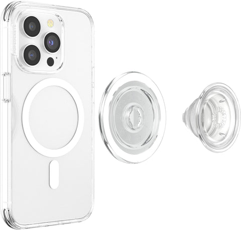 PopSockets Phone Grip Compatible with MagSafe, Adapter Ring for MagSafe Included, Phone Holder, Wireless Charging Compatible - Clear