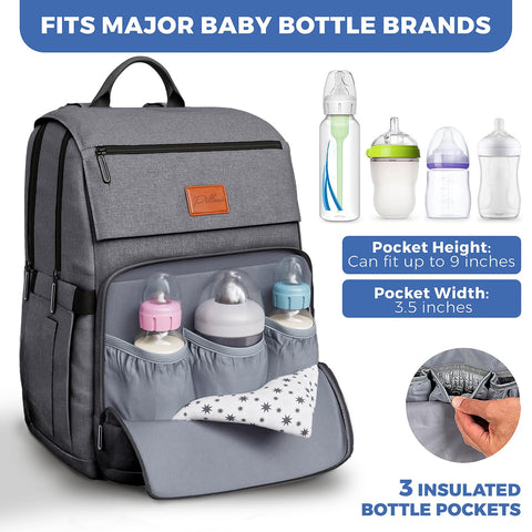 Pillani Baby Diaper Bag Backpack - Baby Bag for Girls & Boys, Large Waterproof Diaper Backpack - Baby Shower Gifts for Boys & Registry Must Haves - Travel Diaper Bags with Changing Pad - Newborn Stuff