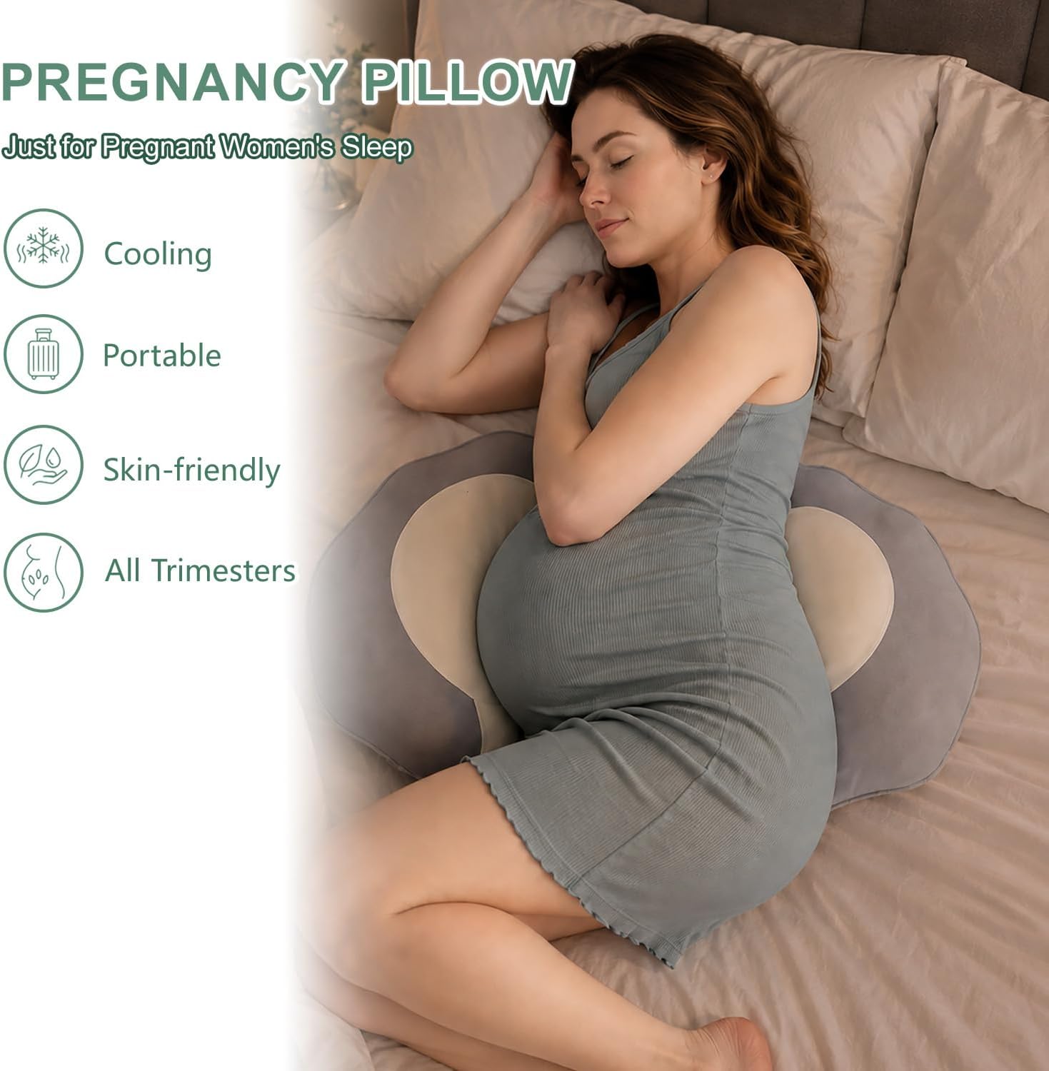 Pregnancy Pillow for Sleeping Cooling Wedge Maternity Body Pillow
