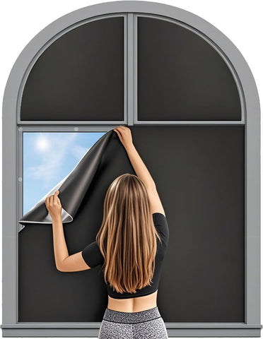 Blackout Curtains for Bedroom Portable Window Blinds Cover Adhesive Thermal Blackout Blinds No Drill Guard Blind for Window Shades Temporary Room Darkening Shades for Skylight RV Dorm(145x300)
