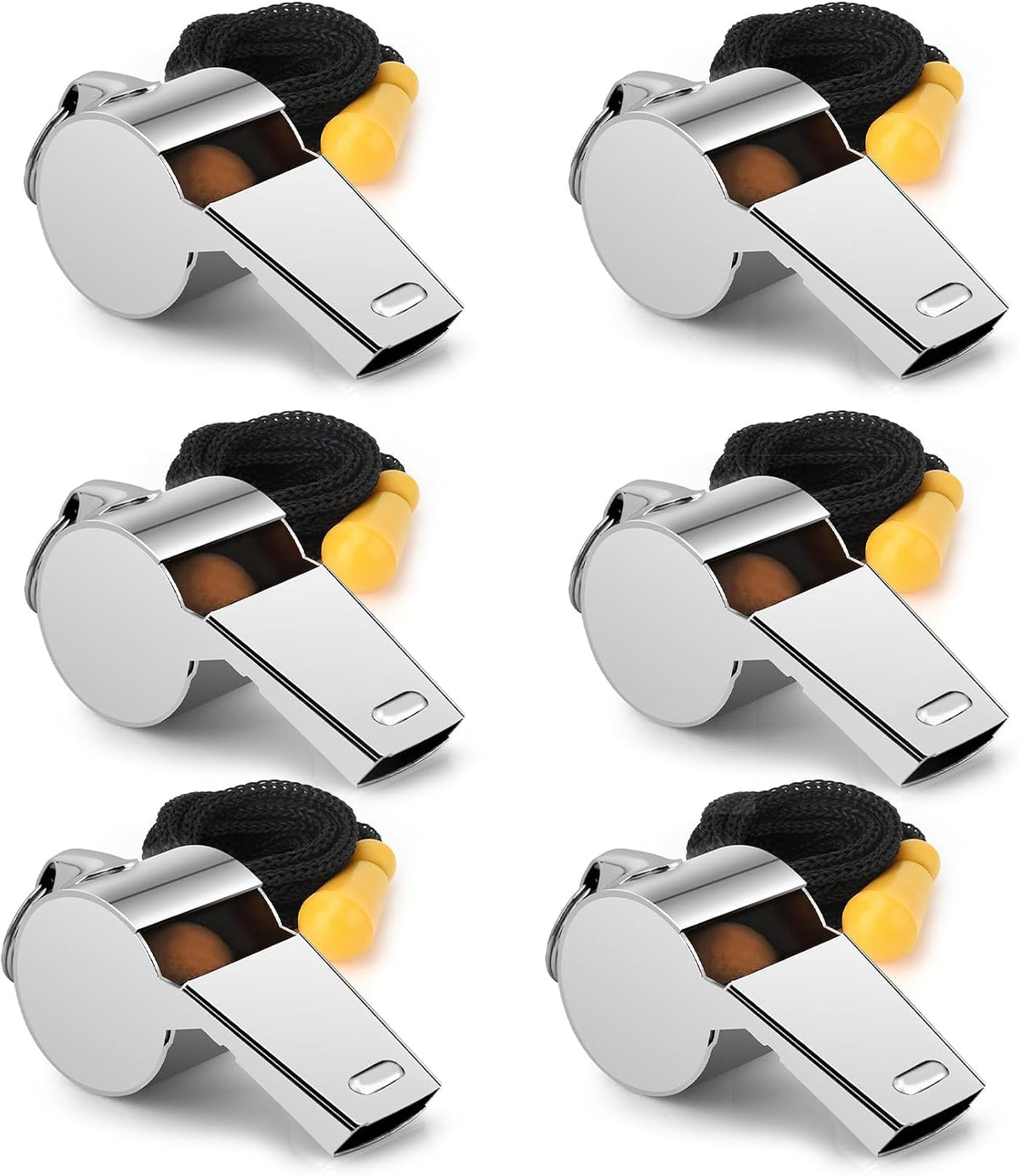 6 PCS Whistle, Whistle for Coaches, Whistle for Teachers, Stainless Steel Whistles Coach Whistle with Lanyard Referee Whistle Loud Crisp Sound Sports Whistle for Adults Coaches Referees Officials