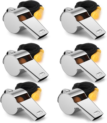 6 PCS Whistle, Whistle for Coaches, Whistle for Teachers, Stainless Steel Whistles Coach Whistle with Lanyard Referee Whistle Loud Crisp Sound Sports Whistle for Adults Coaches Referees Officials