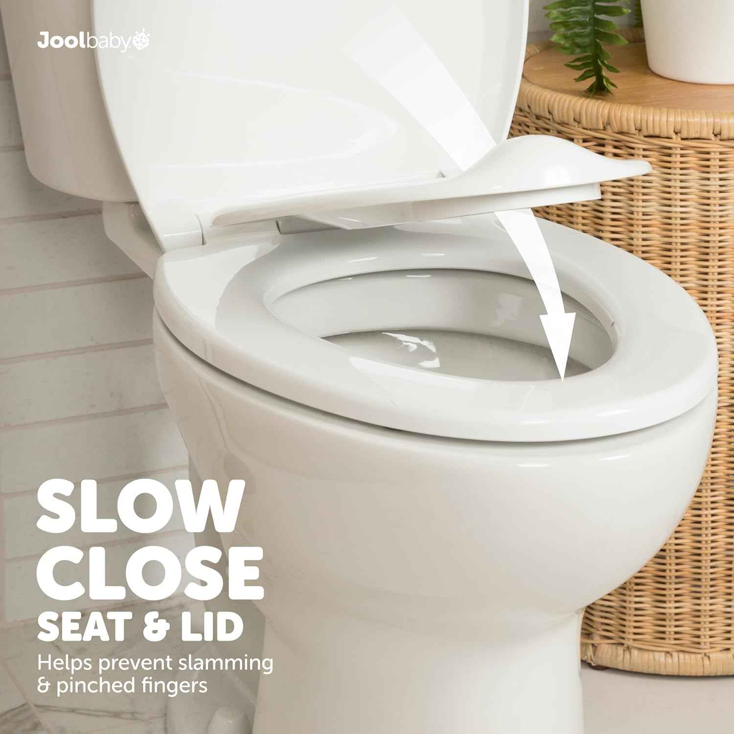 Jool Baby Quick Flip Toilet Seat with Built-in Potty & Splash Guard for Toddler Training, Slow Close (Elongated)