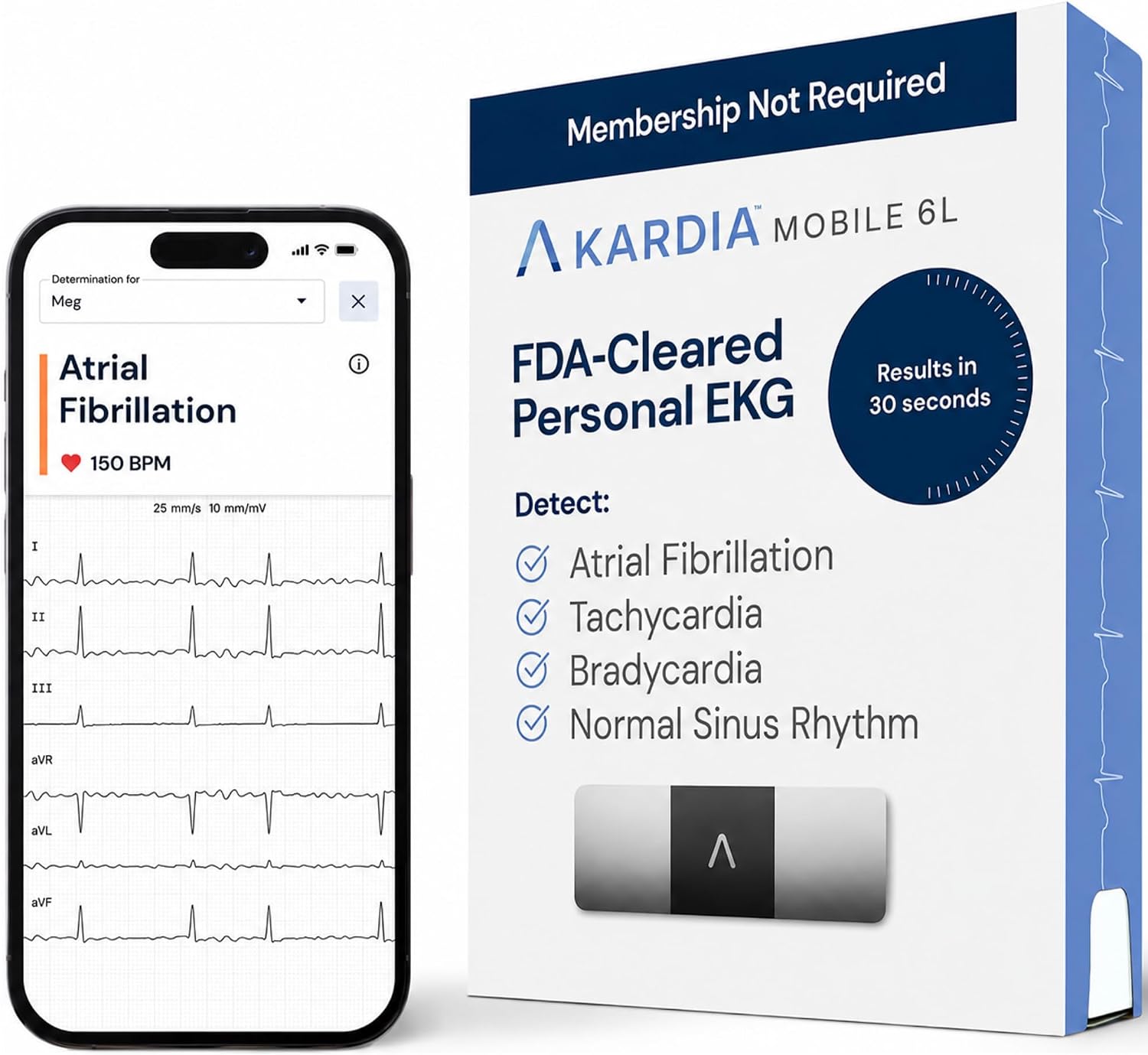 KardiaMobile 6L EKG, No Membership Required, Unlimited Recordings, HSA/FSA