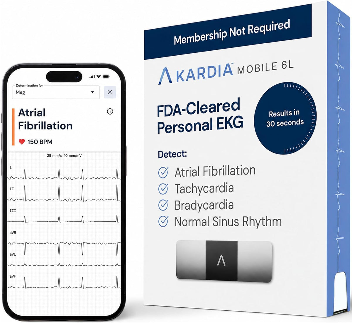 KardiaMobile 6L EKG, No Membership Required, Unlimited Recordings, HSA/FSA