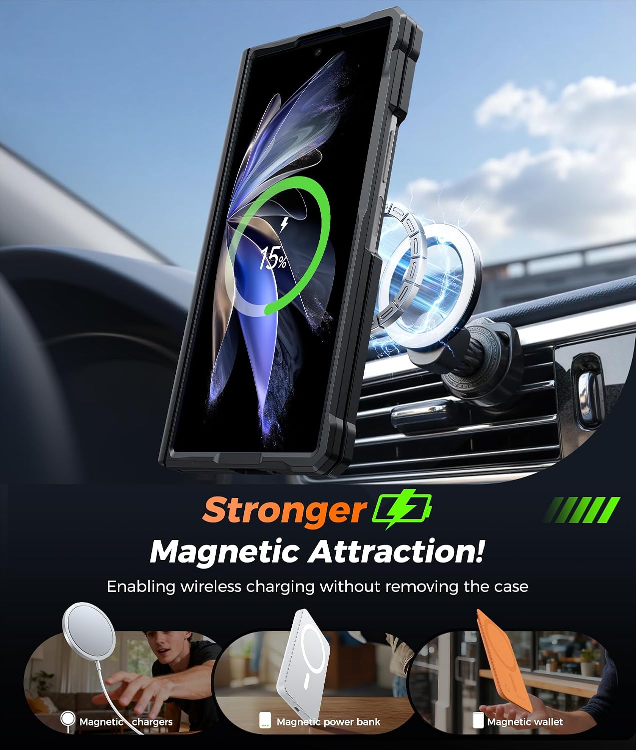 FNTCASE for Samsung Galaxy Z Fold 8 Ultra Case with 360 Magnetic Kickstand