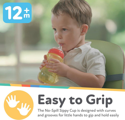 Nuby No-Spill Soft Straw Easy Grip Sippy Cup, 10 Oz - 3 Pack