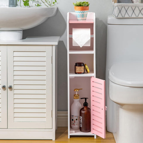 AOJEZOR Toilet Paper Holder Stand: Drill Free for Small Bathroom Renters