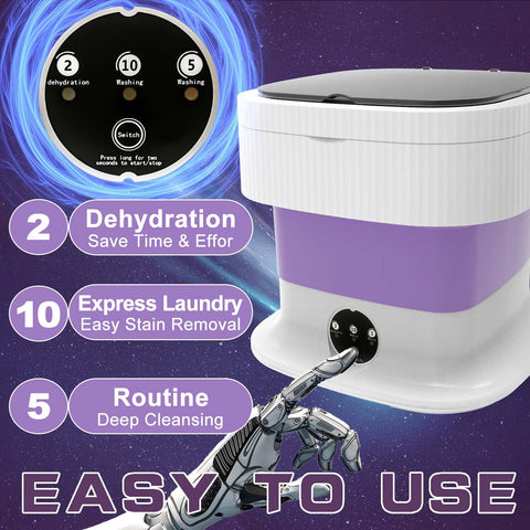 Mini Washing Machine,16L Foldable Washer and Dryer Combo, Collapsible Mini Washer for Underwear, Baby Clothes Apartments, Dormitories (Purple)