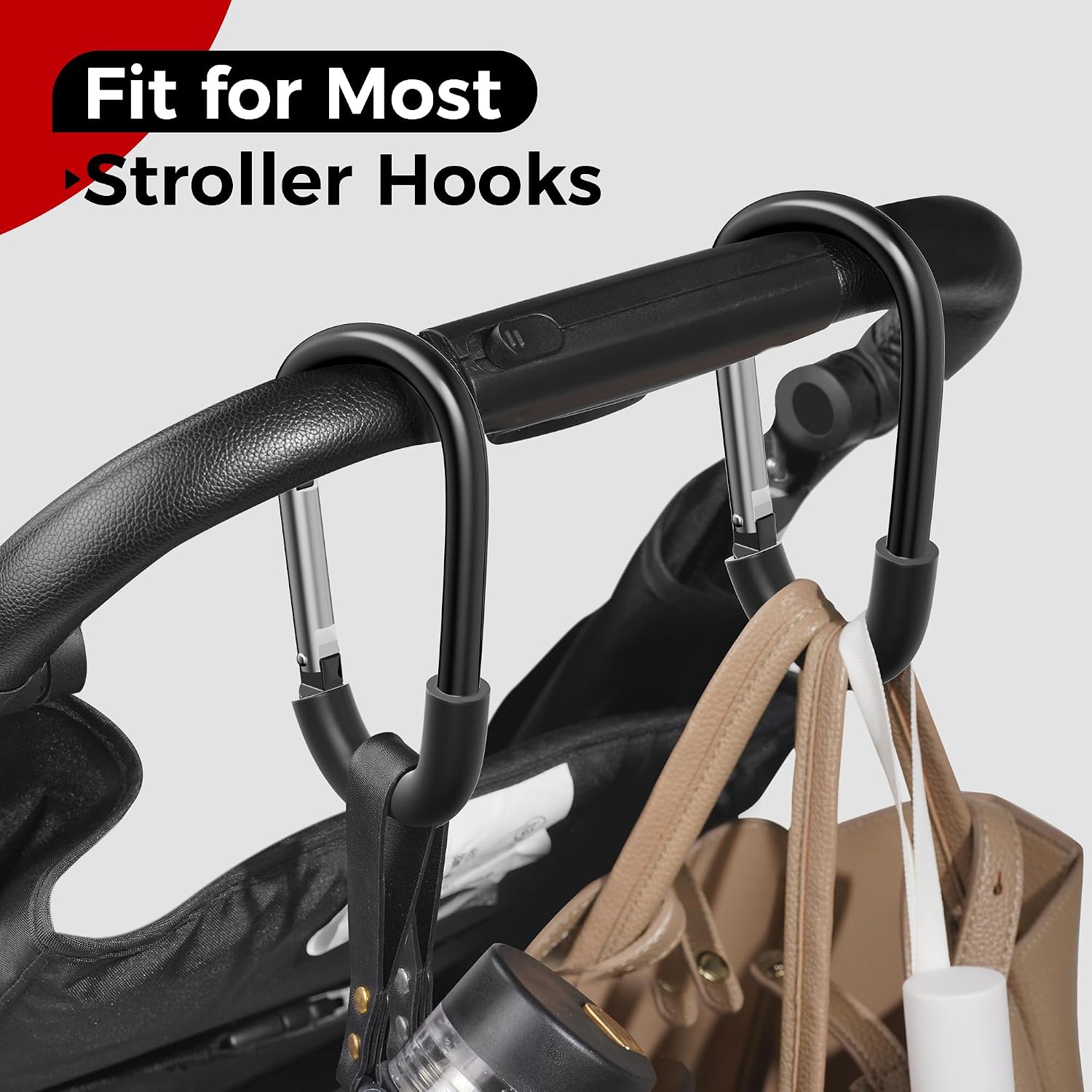 SURDOCA Stroller Hooks, Large Stroller Hooks for Bags, Universal Stroller Clips and Hooks, Mommy Hook for Stroller Heavy Duty, Stroller Accessories for Mom