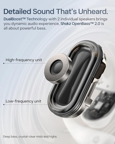 SHOKZ OpenFit 2+ Open-Ear Earbuds, Black, Dolby Audio,Wireless Charging