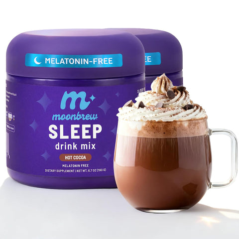 MoonBrew Magnesium Hot Cocoa Sleep Aid - Sugar-Free Calming Drink Mix - 2PK