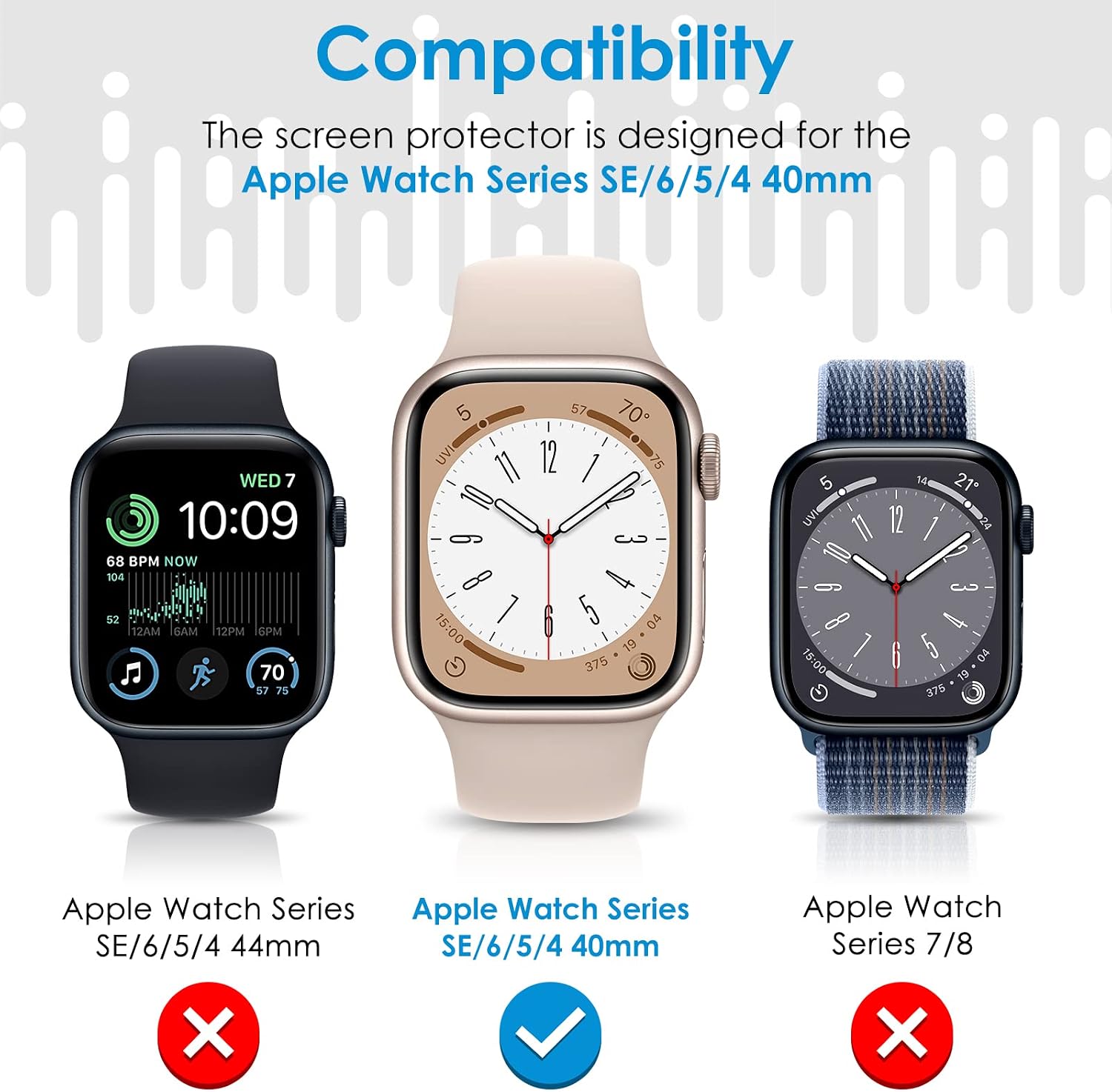 UniqueMe 6 Pack for Apple Watch 40mm SE 3/SE 2/SE Screen Protector