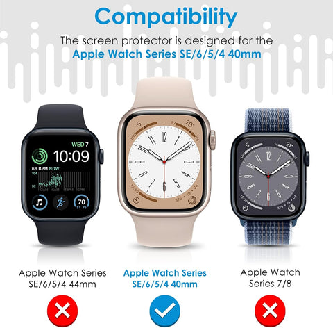 UniqueMe 6 Pack for Apple Watch 40mm SE 3/SE 2/SE Screen Protector