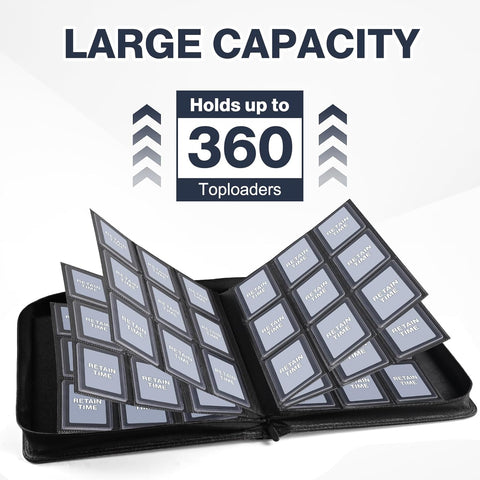 Top Loader Binder 9 Pocket, Holds 360 Toploaders, 100 Toploaders INCLUDED