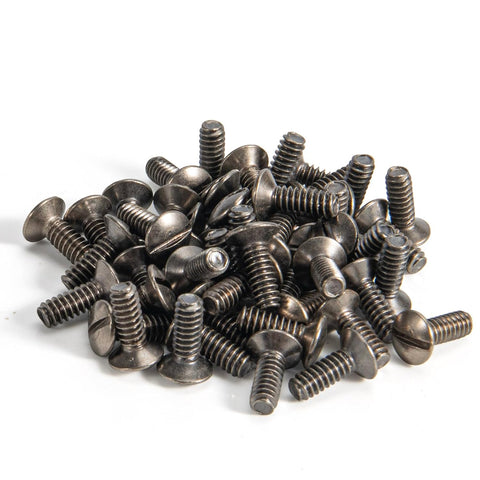 Henne Bery 3/8" Long 6-32 Thread, Oval Head Milled Slot Replacement Wall Plate Screws, 50 Pack, Antique Brass