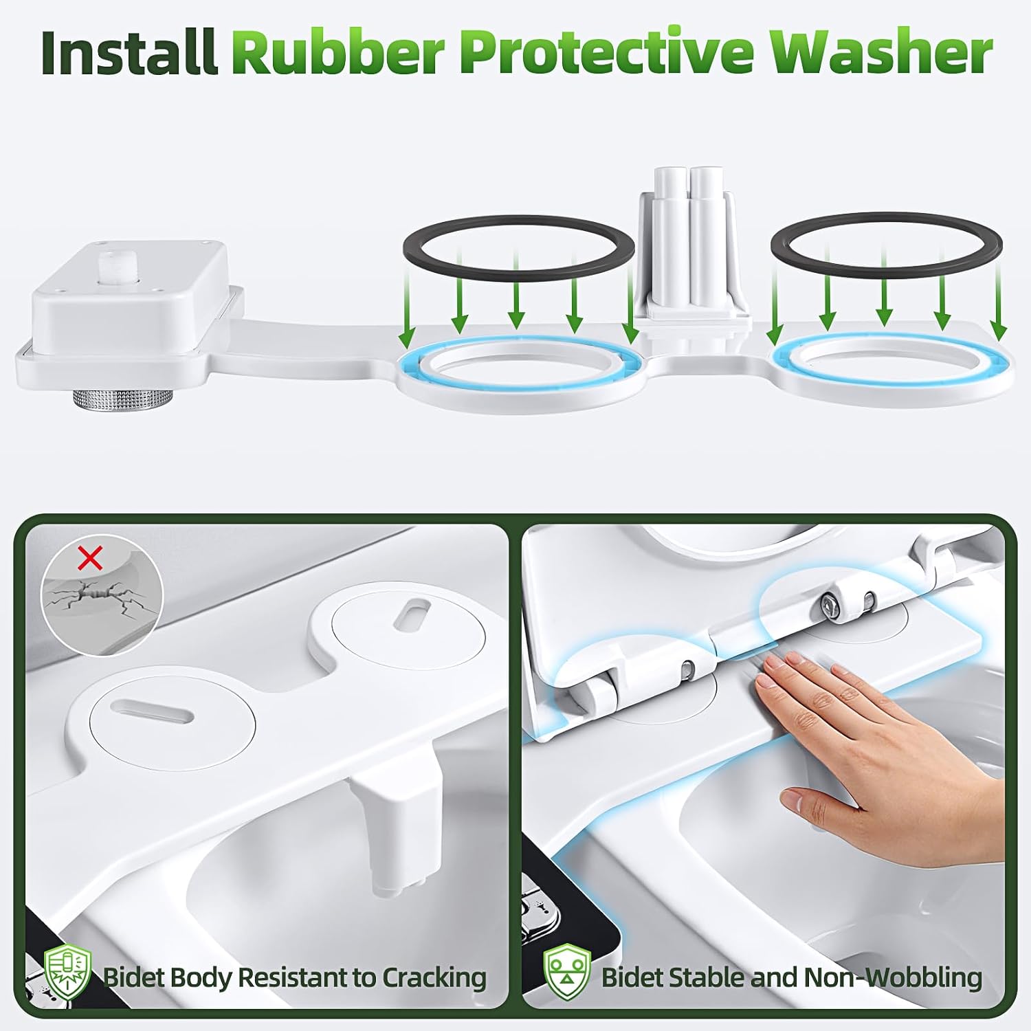 SAMODRA Bidet Attachment, Non-Electric Cold Water Bidet Toilet Seat Attachment with Pressure Controls, Retractable Self-Cleaning Dual Nozzles for Frontal & Rear Wash - Black
