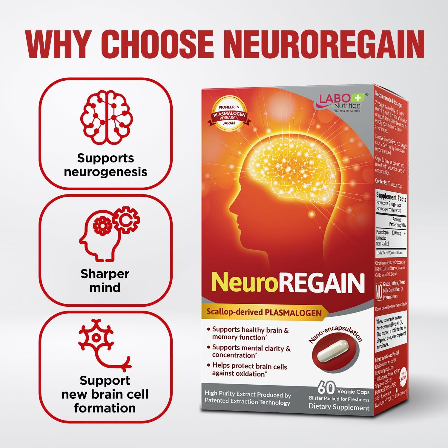 LABO Nutrition NeuroREGAIN Scallop Plasmalogen - Brain & Memory Support