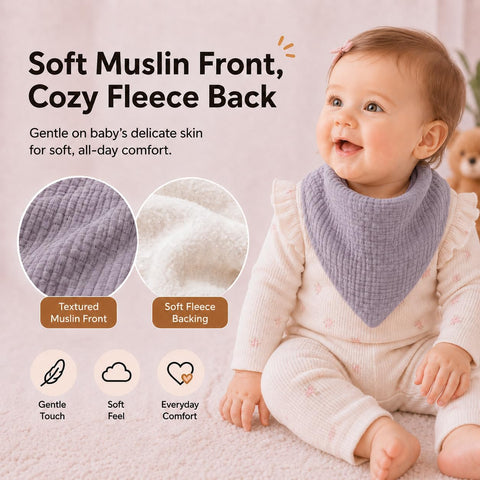 NISXABEBE Muslin Baby Bibs,Soft Triangular Baby Bandana Drool Bibs for Baby Boy Girl,Solid Colors Bib for Drooling Teething