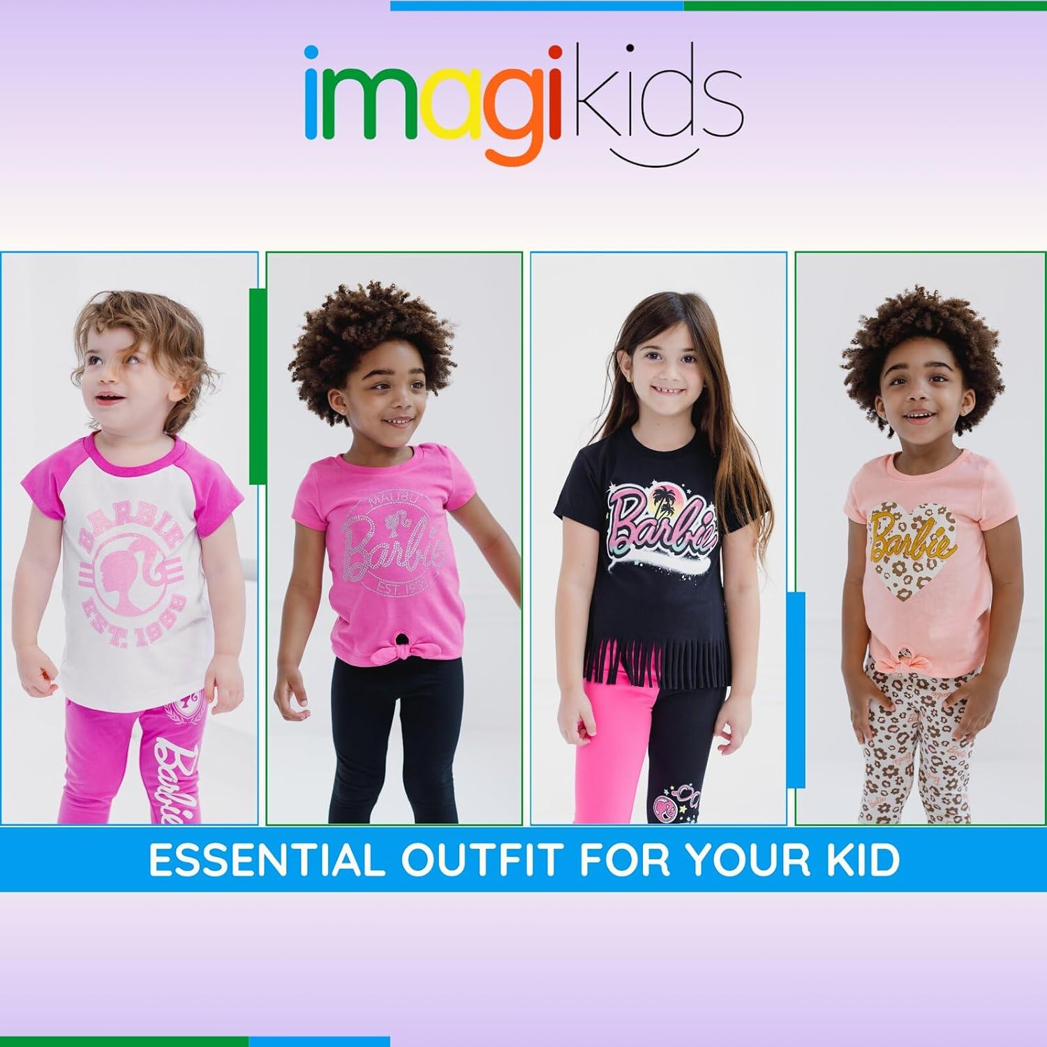 Barbie Girls T-Shirt and Leggings Outfit Set Toddler to Big Kid Sizes (2T - 14-16)