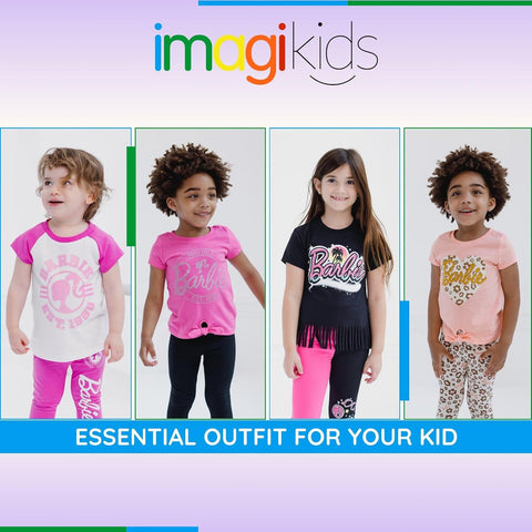 Barbie Girls T-Shirt and Leggings Outfit Set Toddler to Big Kid Sizes (2T - 14-16)