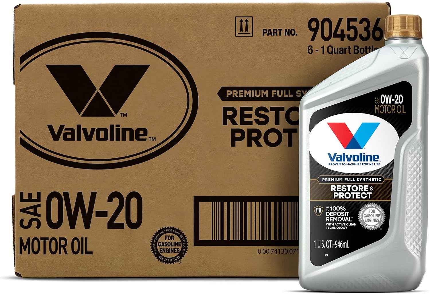 Valvoline Restore & Protect Full Synthetic 0W-20 Motor Oil 1 QT, Case of 6