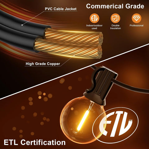GPATIO Outdoor String Lights, 100FT LED Waterproof Patio Lights for Outside