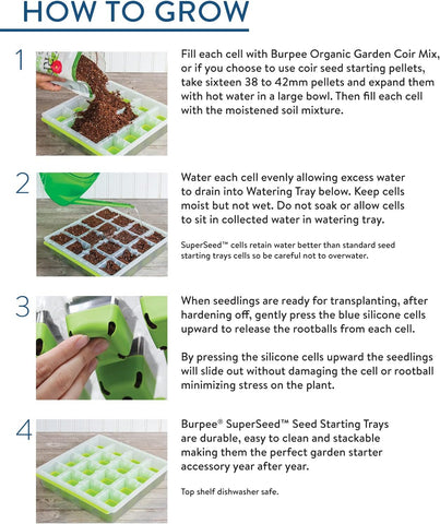 Burpee SuperSeed 16 XL Cell Reusable Seed Starting Tray for Seedlings