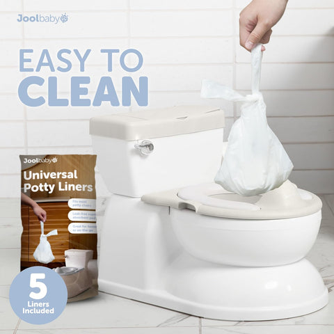 Jool Baby Real Feel 2-in-1 Potty with Wipes Storage, Flushing Sounds & Disposable Liners - Realistic Toilet - Easy to Clean & Assemble (Oatmeal)