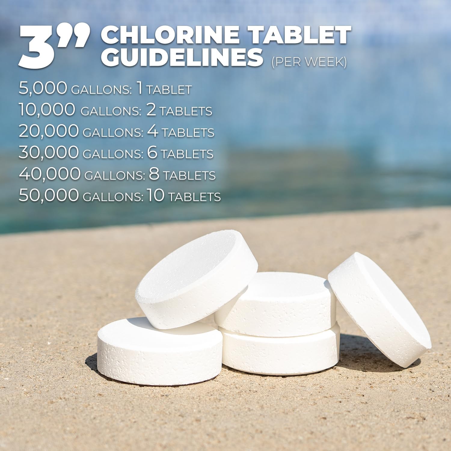 Xtremeclear 3" Swimming Pool Chlorine Tablets 99% Pure Tri-Chlor| Long Lasting & Slow Dissolving | Pro-Grade Pool Sanitizer | 5 Pounds Bucket