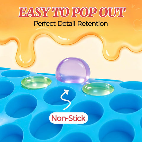 4 PCS Silicone Gummy Candy Molds, 55 Cavities Non-Stick Round Molds