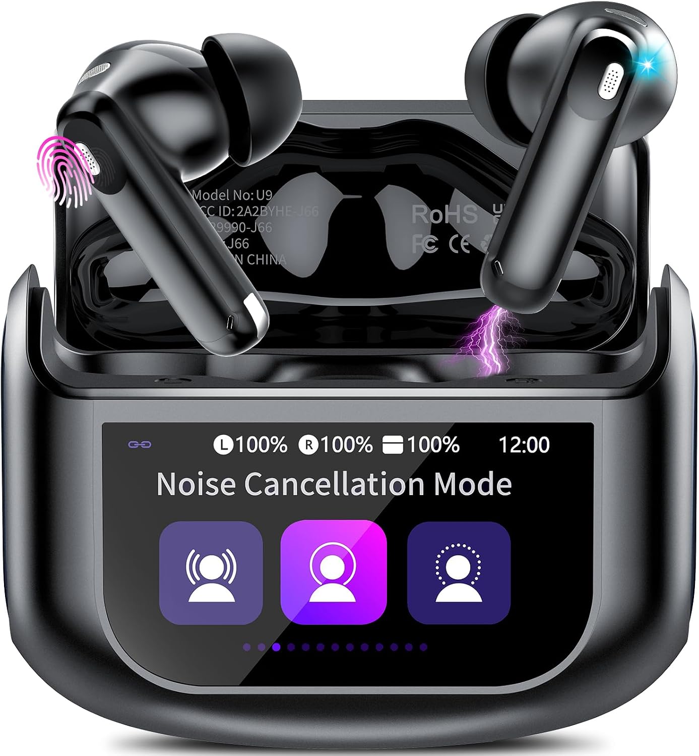 Active Noise Cancelling Ear Buds 48H Wireless Earbuds with Touch Screen